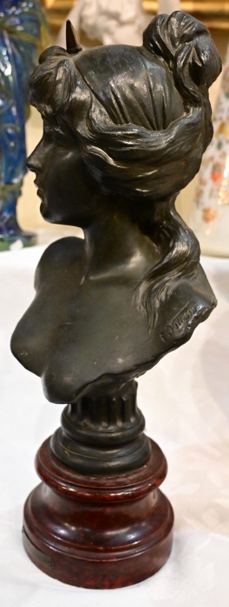 Emmanuel Villanis - Busto in Bronzo Art Nouveau-photo-2